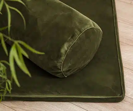 Green moss velvet yoga bolster floor cushion buckwheat filling