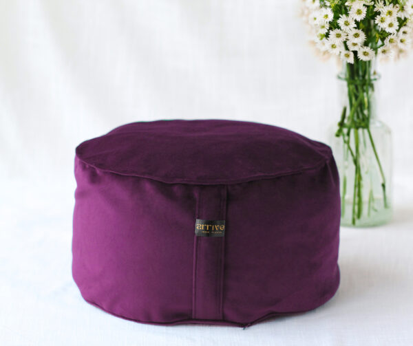 Big Zafu cushion Purple velvet luxury round meditation cushion