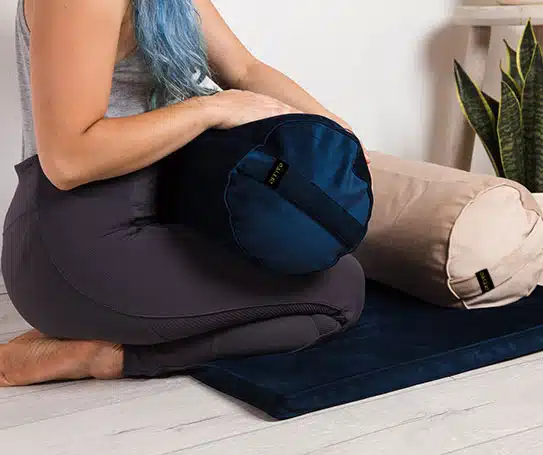yoga bolster beige velvet organic buckwheat fill