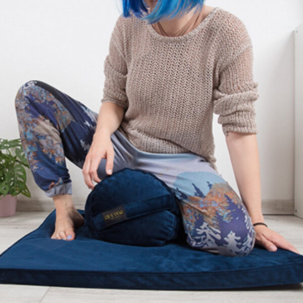 Blue velvet Meditation cushion Set zafu & zabuton