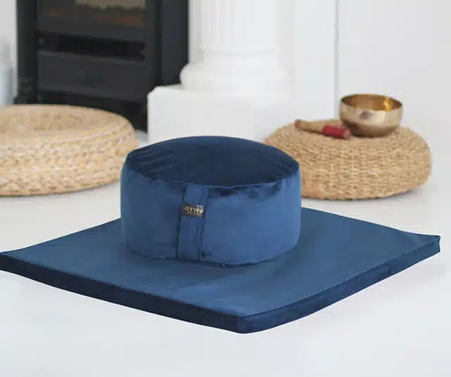 Big-Zafu-set-Blue-velvet-Pr blue ink indigo Zabuton velvet floor cushion meditation mat