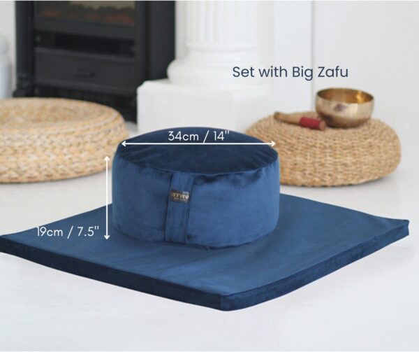 Blue velvet Meditation cushion Set zafu & zabuton - Image 8