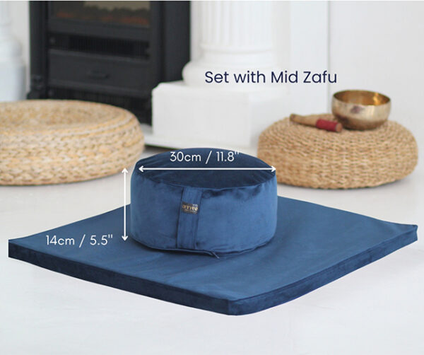 blue ink indigo Zabuton velvet floor cushion meditation zabuton