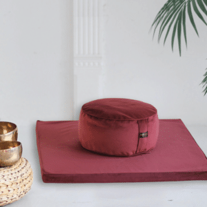 meditation set velvet red cherry red yoga pillow set