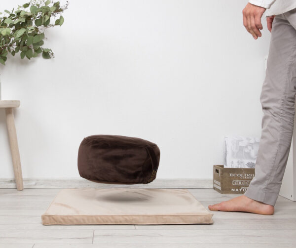 Zabuton Beige velvet floor cushion meditation mat