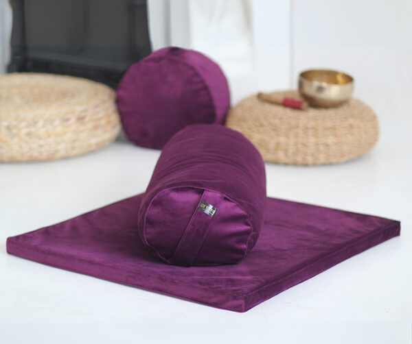 Purple Zabuton velvet floor cushion meditation mat